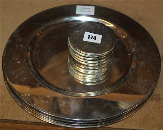 6 plated under plates and 6 coasters